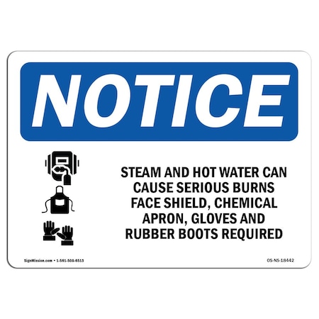 Signmission OSHA, Steam And Hot Water Can Cause With Symbol, 24in X 18in Rigid Plastic, OS-NS-P-1824-L-18442 OS-NS-P-1824-L-18442